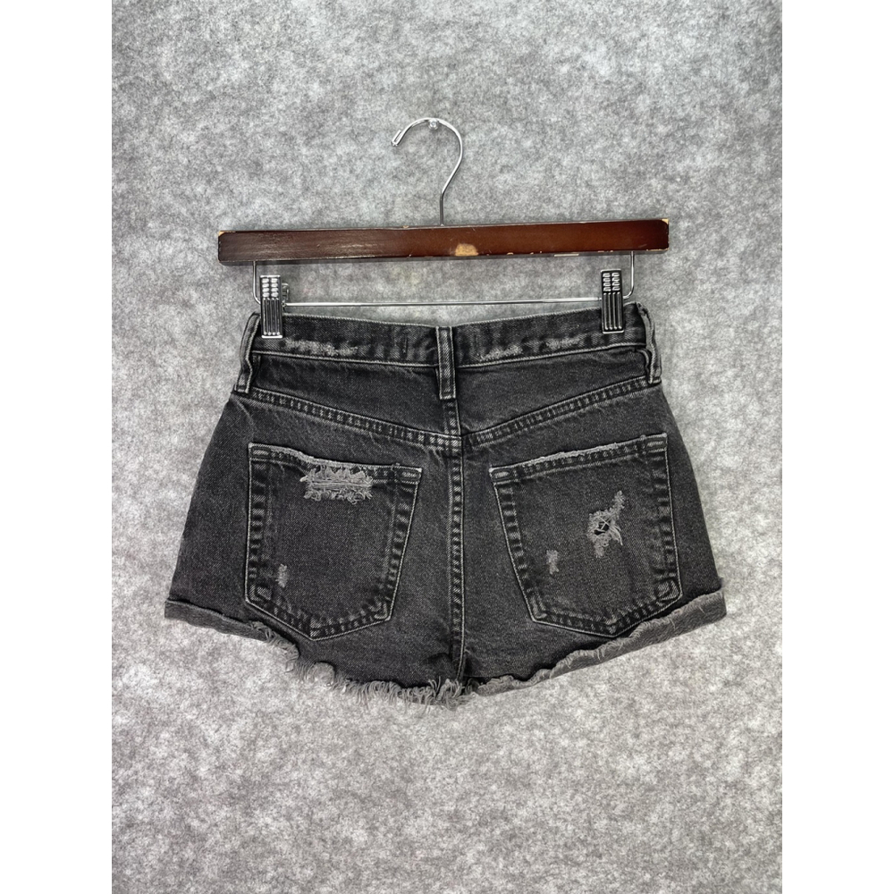 We The Free Shorts Womens 24 Black Distressed Denim Cutoff High Rise Raw Hem - Picture 7 of 11